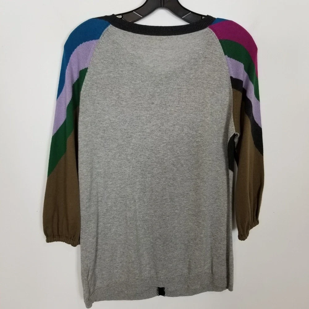One Girl Who Women Multicolor Cotton Cashmere Cardigan Sweater Sz M Button ‎ Up